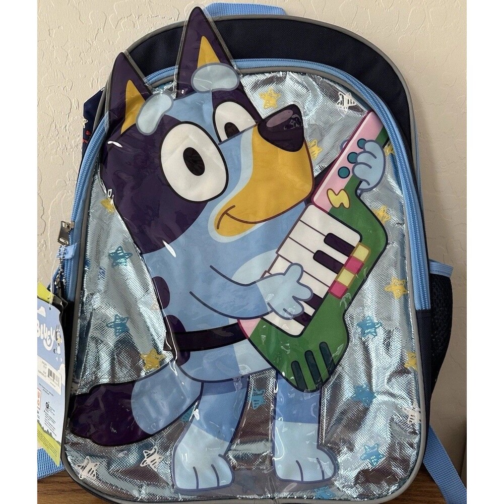 BLUEY ROCKSTAR 17” Backpack - 2 Zippered Sections, Side Mesh Bottle Pockets, NWT